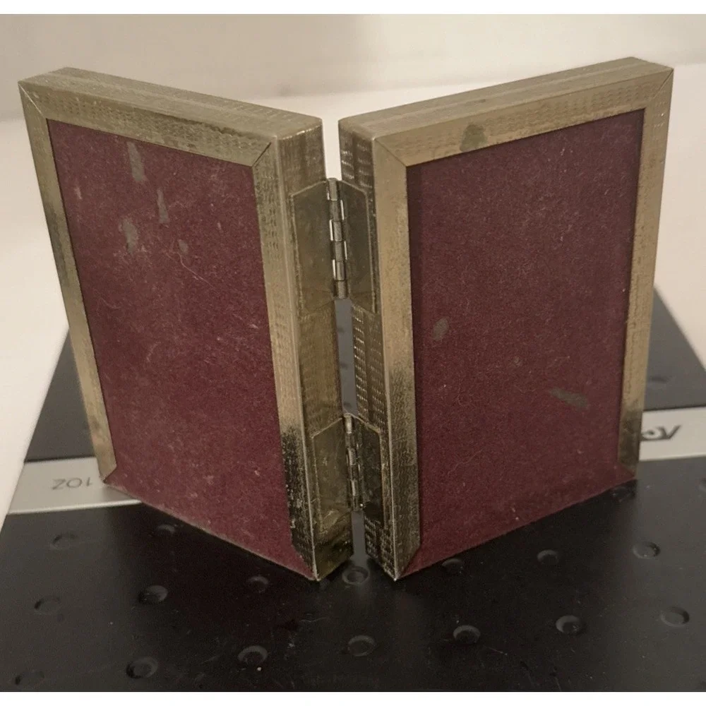 Vintage Gold Tone Metal Bi-Fold Double Hinged Picture Frame-3.25